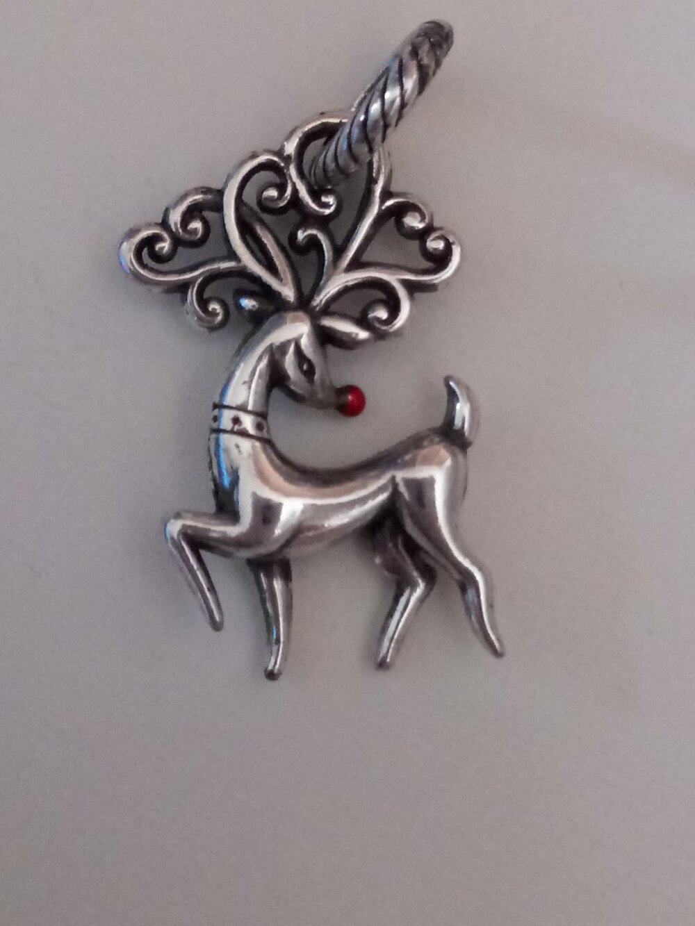Brighton Rudolph Red Nose Reindeer Christmas Charm Silver Tone